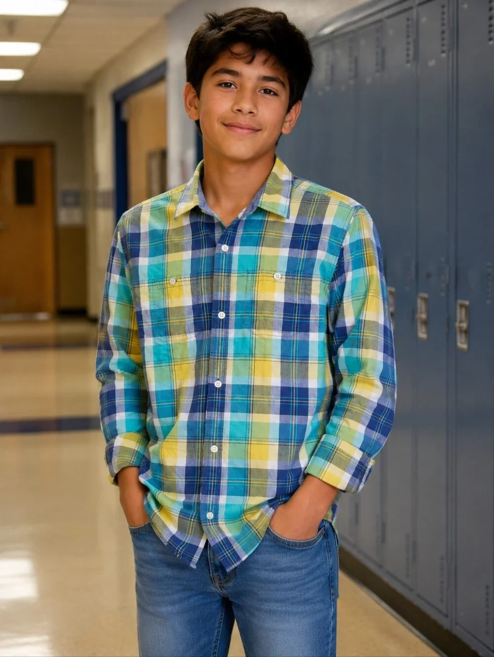 GAP KIDS big boys 16 XXL plaid long sleeve buttoned shirt boy youth regular top
